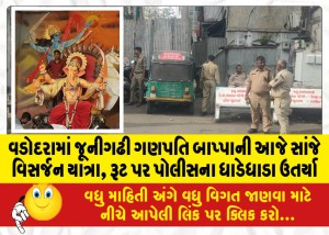 વડોદરામાં જૂનીગઢી ગણપતિ બાપ્પાની આજે સાંજે વિસર્જન યાત્રા, રૂટ પર પોલીસના ધાડેધાડા ઉતર્યા