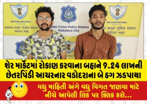 શેર માર્કેટમાં રોકાણ કરવાના બહાને 9.24 લાખની છેતરપિંડી આચરનાર વડોદરાના બે ઠગ ઝડપાયા