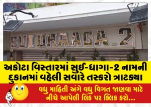 અકોટા વિસ્તારમાં સુઈ-ધાગા-2 નામની દુકાનમાં વહેલી સવારે તસ્કરો ત્રાટક્યા, 80 હજારના મુદ્દામાલની ચોરી