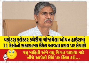 વડોદરા કલેક્ટર કચેરીમાં યોજાયેલા ઓપન હાઉસમાં 11 કેસોનો સકારાત્મક ઉકેલ આવતા ઠરાવ પર લેવાશે