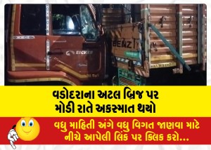 વડોદરાના અટલ બ્રિજ પર મોડી રાતે અકસ્માત થયો