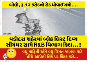 વડોદરા શહેરમાં બ્લેક લિસ્ટ દિવ્ય સીમંધર સામે R&B વિભાગ ફિદા...!