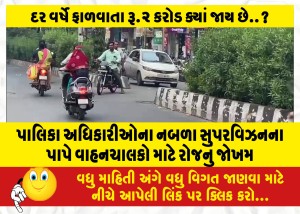પાલિકા અધિકારીઓના નબળા સુપરવિઝનના પાપે વાહનચાલકો માટે રોજનું જોખમ