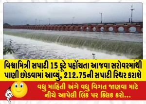 વિશ્વામિત્રી સપાટી 15 ફૂટે પહોંચતા આજવા સરોવરમાંથી પાણી છોડવામાં આવ્યું, 212.75ની સપાટી સ્થિર કરાશે