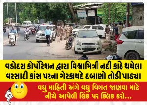વડોદરા કોર્પોરેશન દ્વારા વિશ્વામિત્રી નદી કાંઠે થયેલા વરસાદી કાંસ પરના ગેરકાયદે દબાણો તોડી પાડ્યા