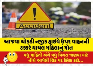 આજવા ચોકડી નજીક હાઇવે ઉપર વાહનની ટક્કરે ઘાયલ મહિલાનું મોત