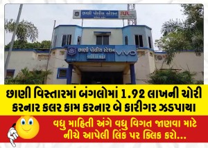 છાણી વિસ્તારમાં બંગલોમાં 1.92 લાખની ચોરી કરનાર કલર કામ કરનાર બે કારીગર ઝડપાયા