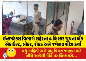 ઇન્કમટેક્સ વિભાગે શહેરના 4 બિલ્ડર ગ્રુપના બેંક એકાઉન્ટ, લોકર, રોકડ અને જવેરાત સીઝ કર્યા