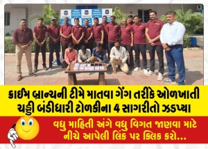 વડોદરા ક્રાઈમ બ્રાન્ચની ટીમે માતવા ગેંગ તરીકે ઓળખાતી ચડ્ડી બંડીધારી ટોળકીના 4 સાગરીતો ઝડપ્યા, રૂા.4 લાખ મતા કબજે