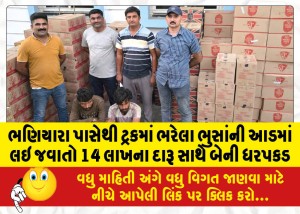 ભણિયારા પાસેથી ટ્રકમાં ભરેલા ભુસાંની આડમાં લઇ જવાતો 14 લાખના દારૂ સાથે બેની ધરપકડ