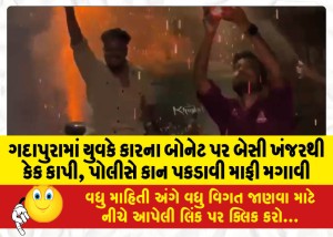 ગદાપુરામાં યુવકે કારના બોનેટ પર બેસી ખંજરથી કેક કાપી, પોલીસે કાન પકડાવી માફી મગાવી