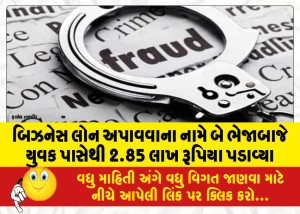 બિઝનેસ લોન અપાવવાના નામે બે ભેજાબાજે યુવક પાસેથી 2.85 લાખ રૂપિયા પડાવ્યા