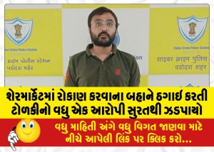 શેરમાર્કેટમાં રોકાણ કરવાના બહાને ઠગાઇ કરતી ટોળકીનો વધુ એક આરોપી સુરતથી ઝડપાયો