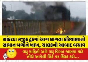 સાંકરદા નજીક ટ્રકમાં આગ લાગતા કરિયાણાનો સામાન બળીને ખાખ, ચાલકનો આબાદ બચાવ