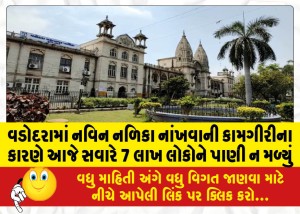 વડોદરામાં નવિન નળિકા નાંખવાની કામગીરીના કારણે આજે સવારે 7 લાખ લોકોને પાણી ન મળ્યું