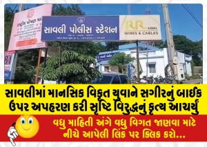 સાવલીમાં માનસિક વિકૃત યુવાને સગીરનું બાઈક ઉપર અપહરણ કરી સૃષ્ટિ વિરુદ્ધનું કૃત્ય આચર્યું