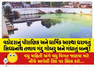 વડોદરાનું પૌરાણિક અને ધાર્મિક આસ્થા ધરાવતું સિધ્ધનાથ તળાવ ગંદુ ગોબરુ અને ગંધાતું બન્યું!