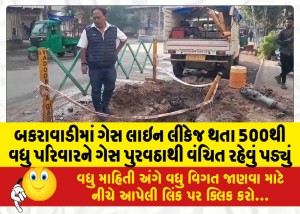 બકરાવાડીમાં ગેસ લાઇન લીકેજ થતા 500થી વધુ પરિવારને ગેસ પુરવઠાથી વંચિત રહેવું પડ્યું