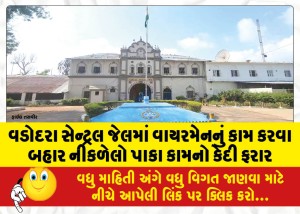 વડોદરા સેન્ટ્રલ જેલમાં વાયરમેનનું કામ કરવા બહાર નીકળેલો પાકા કામનો કેદી ફરાર