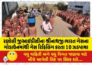 રણોલી જીઆઇડીસીના શ્રીનાથજી ભારત ગેસના ગોડાઉનમાંથી ગેસ રિફિલિંગ કરતા 10 ઝડપાયા