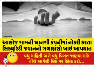 આસોજ ગામની ખાનગી કંપનીમાં નોકરી કરતા સિક્યુરિટી જવાનનો ગળાફાંસો ખાઇ આપઘાત