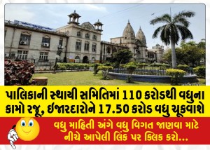 પાલિકાની સ્થાયી સમિતિમાં 110 કરોડથી વધુના કામો રજૂ, ઇજારદારોને 17.50 કરોડ વધુ ચૂકવાશે