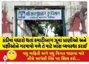 ઠંડીમાં વધારો થતાં કમાટીબાગ ઝૂમાં પ્રાણીઓ અને પક્ષીઓને ગરમાવો મળે તે માટે ખાસ વ્યવસ્થા કરાઈ
