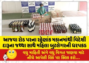 આજવા રોડ પરના રહેણાંક મકાનમાંથી વિદેશી દારૂના જથ્થા સાથે મહિલા બુટલેગરની ધરપકડ