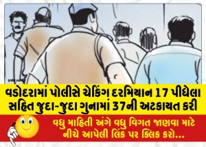વડોદરામાં પોલીસે ચેકિંગ દરમિયાન 17 પીધેલા સહિત જુદા-જુદા ગુનામાં 37ની અટકાયત કરી