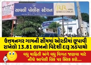 ઉત્તમનગર ગામની સીમમાં ઓરડીમાં છૂપાવી રાખેલો 13.81 લાખનો વિદેશી દારૂ ઝડપાયો
