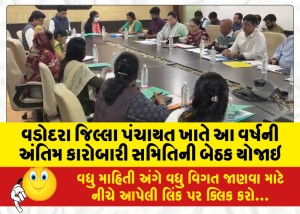 વડોદરા જિલ્લા પંચાયત ખાતે આ વર્ષની અંતિમ કારોબારી સમિતિની બેઠક યોજાઇ