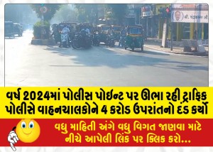 વર્ષ 2024માં પોલીસ પોઇન્ટ પર ઊભા રહી ટ્રાફિક પોલીસે વાહનચાલકોને 4 કરોડ ઉપરાંતનો દંડ કર્યો