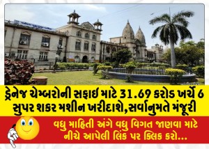 ડ્રેનેજ ચેમ્બરોની સફાઇ માટે 31.69 કરોડ ખર્ચે 6 સુપર શકર મશીન ખરીદાશે,સર્વાનુમતે મંજૂરી