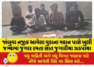 જાંબુવા નજીક આવેલા વુડાના મકાન પાસે ખુલ્લી જગ્યામાં જુગાર રમતા સાત જુગારીયા ઝડપાયા