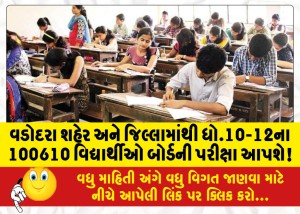 વડોદરા શહેર અને જિલ્લામાંથી ધો.10-12ના 100610 વિદ્યાર્થીઓ બોર્ડની પરીક્ષા આપશે!