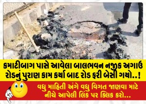 MailVadodara.com - Near-Balbhavan-near-Kamatibagh-the-road-has-sat-down-again-after-the-earlier-work-on-the-road