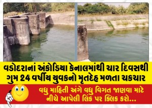 વડોદરાનાં અંકોડિયા કેનાલમાંથી ચાર દિવસથી ગુમ 24 વર્ષીય યુવકનો મૃતદેહ મળતા ચકચાર