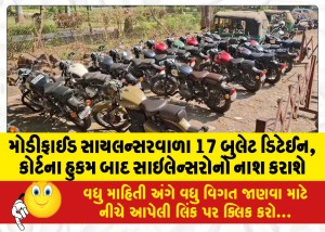 મોડીફાઈડ સાયલન્સરવાળા 17 બુલેટ ડિટેઈન, કોર્ટના હુકમ બાદ સાઇલેન્સરોનો નાશ કરાશે