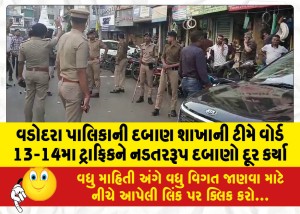 વડોદરા પાલિકાની દબાણ શાખાની ટીમે વોર્ડ 13-14મા ટ્રાફિકને નડતરરૂપ દબાણો દૂર કર્યા