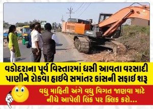વડોદરાના પૂર્વ વિસ્તારમાં ધસી આવતા વરસાદી પાણીને રોકવા હાઇવે સમાંતર કાંસની સફાઇ શરૂ