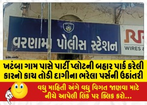 ખટંબા ગામ પાસે પાર્ટી પ્લોટની બહાર પાર્ક કરેલી કારનો કાચ તોડી દાગીના ભરેલા પર્સની ઉઠાંતરી
