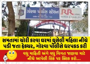 સમતામાં ચોરી કરવા ઘરમાં ઘુસેલી મહિલા નીચે પડી જતા ફ્રેક્ચર, ગોરવા પોલીસે ધરપકડ કરી