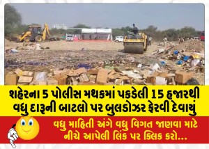 શહેરના 5 પોલીસ મથકમાં પકડેલી 15 હજારથી વધુ દારૂની બાટલો પર બુલડોઝર ફેરવી દેવાયું