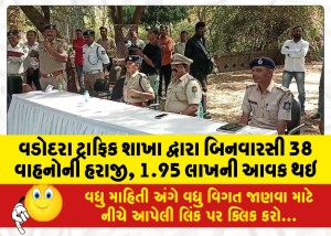 વડોદરા ટ્રાફિક શાખા દ્વારા બિનવારસી 38 વાહનોની હરાજી, 1.95 લાખની આવક થઇ