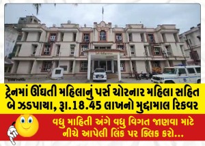 ટ્રેનમાં ઊંઘતી મહિલાનું પર્સ ચોરનાર મહિલા સહિત બે ઝડપાયા, રૂા.18.45 લાખનો મુદ્દામાલ રિકવર