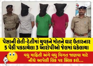 પૈસાની લેતી-દેતીમાં યુવકને મોતને ઘાટ ઉતારનાર 5 પૈકી પકડાયેલા 3 આરોપીઓ જેલમાં ધકેલાયા