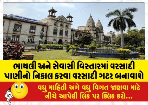 ભાયલી અને સેવાસી વિસ્તારમાં વરસાદી પાણીનો નિકાલ કરવા વરસાદી ગટર બનાવાશે