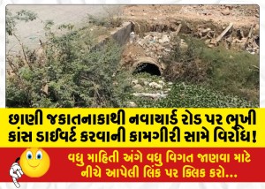 છાણી જકાતનાકાથી નવાયાર્ડ રોડ પર ભૂખી કાંસ ડાઈવર્ટ કરવાની કામગીરી સામે વિરોધ!