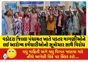 વડોદરા જિલ્લા પંચાયત ખાતે પડતર માગણીઓને લઇ આરોગ્ય કર્મચારીઓનો સૂત્રોચાર સાથે વિરોધ