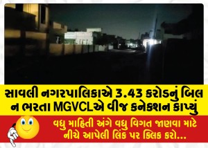 સાવલી નગરપાલિકાએ 3.43 કરોડનું બિલ ન ભરતા MGVCLએ વીજ કનેક્શન કાપ્યું